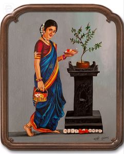 Indian Woman Praying Painting