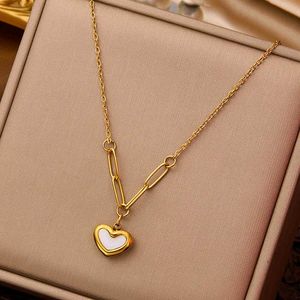 Anti Tarnish Gold Plated  White Heart Necklace