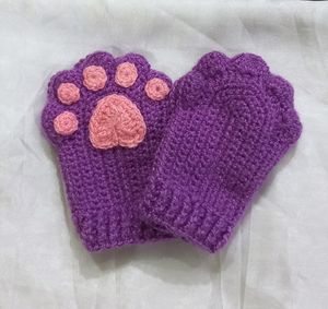 Crochet  Catpaw  Fingerless  Gloves