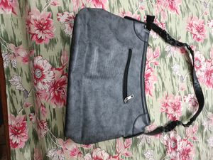 Silver Handbag With Snake Print