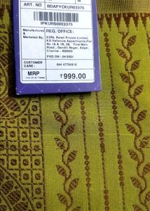 KASI Premium Rare Silk Saree With Green Patterned