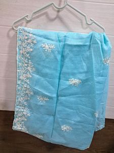 Stitched Organza Kurta, Pants With Dupatta