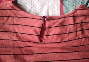 Vestry Women&#39;s Red Top With Black Strips