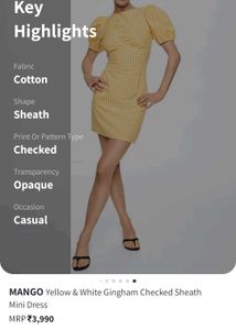 Mango Gingham Puffed Sleeve Mini Dress (New)