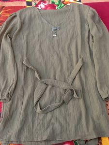 Olive Green Tie-Waist Top