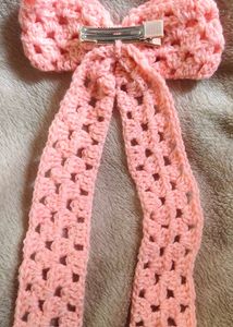 Pink Crochet Hair Tie
