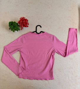 🎀Pink ribbed full-sleeve top 🎀