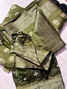 combo banarsi border cotton silk saree both