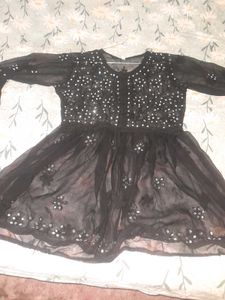 Embriodered Luckhnowi Black Top Short Kurti Tunic