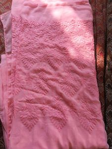 Peach Embroidered saree