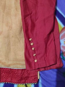 Yellow Red Kurta Set