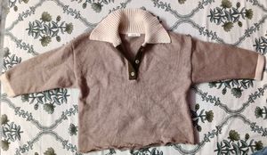 Beige Turtleneck Knit Top