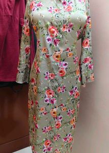 Floral Print  satin Kurta