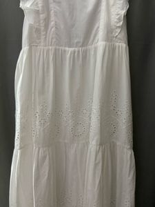 White Ethnic Embroidered Pure Cotton Dress