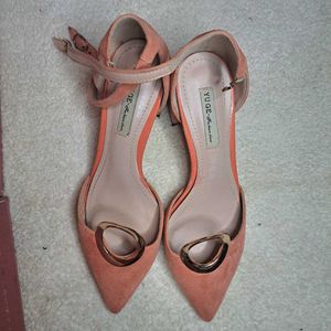 YUGE Peach Heels with Ankle Strap