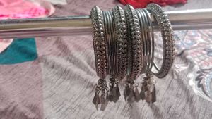 Silver Bangles with Dangling Charms