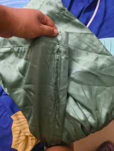 Green Satin Midi Skirt