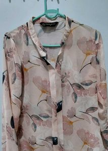 Floral Print Semi Transparent Top