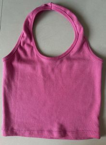 Pink Halter Crop Top
