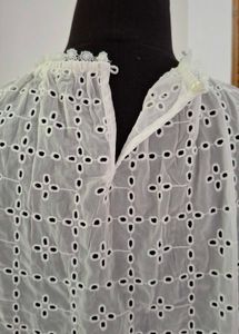 H&amp;M White Eyelet Blouse