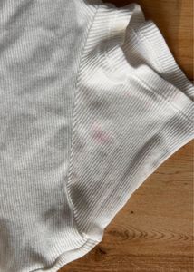 H&amp;M White Ribbed Drawstring Top