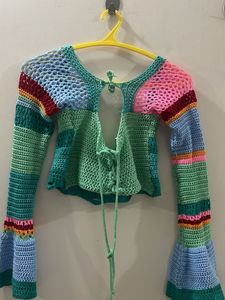 Crochet Knit Hollow Out Crop Top