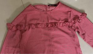 Red Gingham Ruffle Top