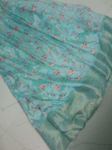Beautiful Blue Full Frock With Stone Work