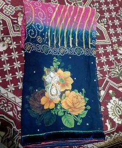 Chunderi Saree With Handwork