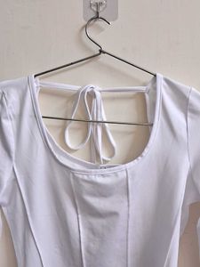 White Square Neck Top