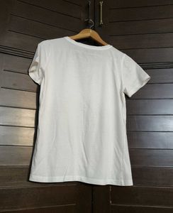 Honey Women Off White Regular Fit Cotton Tshirt