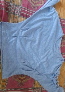 Light Blue Batwing Sleeve Top