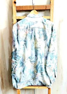 Sea Green Printed Shirt Size-46