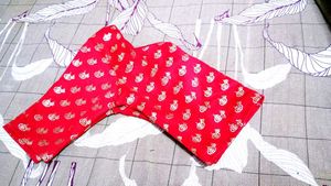 Red Blouse with Gold Print
