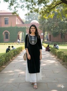 Black Embellished Kurta