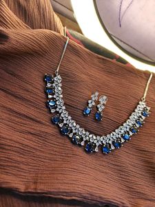 Partywear Dark Blue AD Necklace