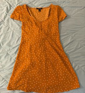Polka Dot Mini Dress Size M Yellow