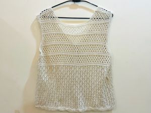 Pinteresty White Crochet Vest Top