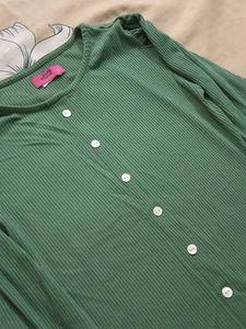 Green Button-Up Top