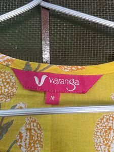 Varanga Yellow Printed Sequined Kurti