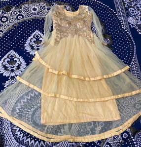Elegant Gold Embroidered Dress