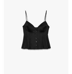 Black Button-Down Peplum Cami Top