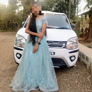 Elegant Blue Net Gown