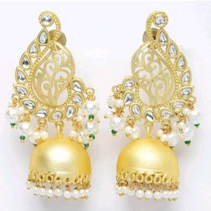 Gold  Plated Jhumka Earrings with Pearls