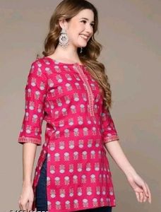 Pink Printed Short Kurta
