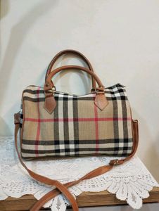 Burberry Plaid Boston Bag