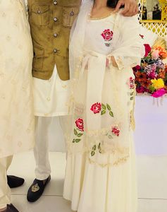 Elegant Off White Embroidered Garara Set
