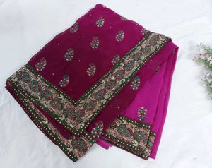 Magenta Gradient Georgette Saree