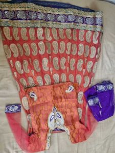 Orange And Ourple Bridal Lehenga( Alterable)