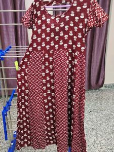 Maroon Printed Maxi Dress
